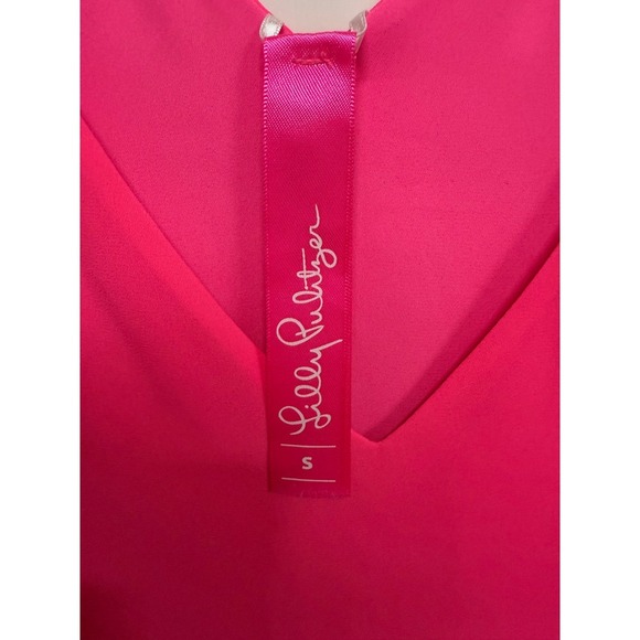 Lilly Pulitzer Hot Pink VNeck Tank Top Size Small Lined Beach Resort Preppy - Picture 4 of 5